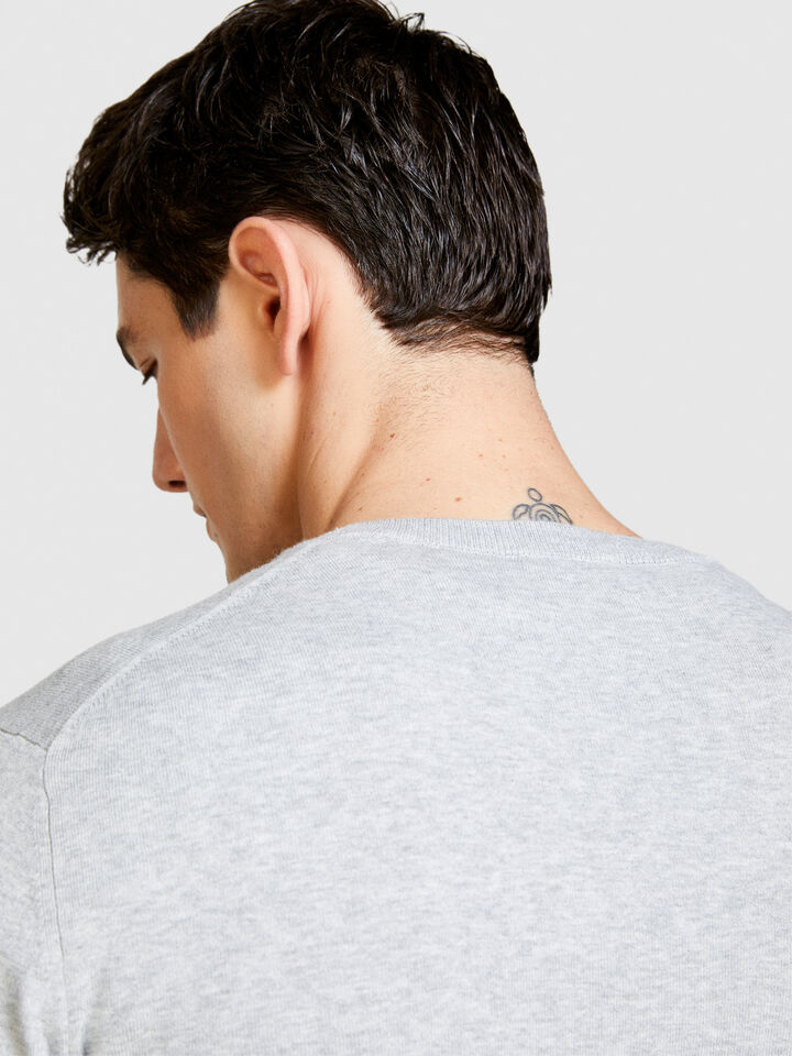 Slim fit sweater - men's crew neck sweaters - Light Gray | Sisley image number 6